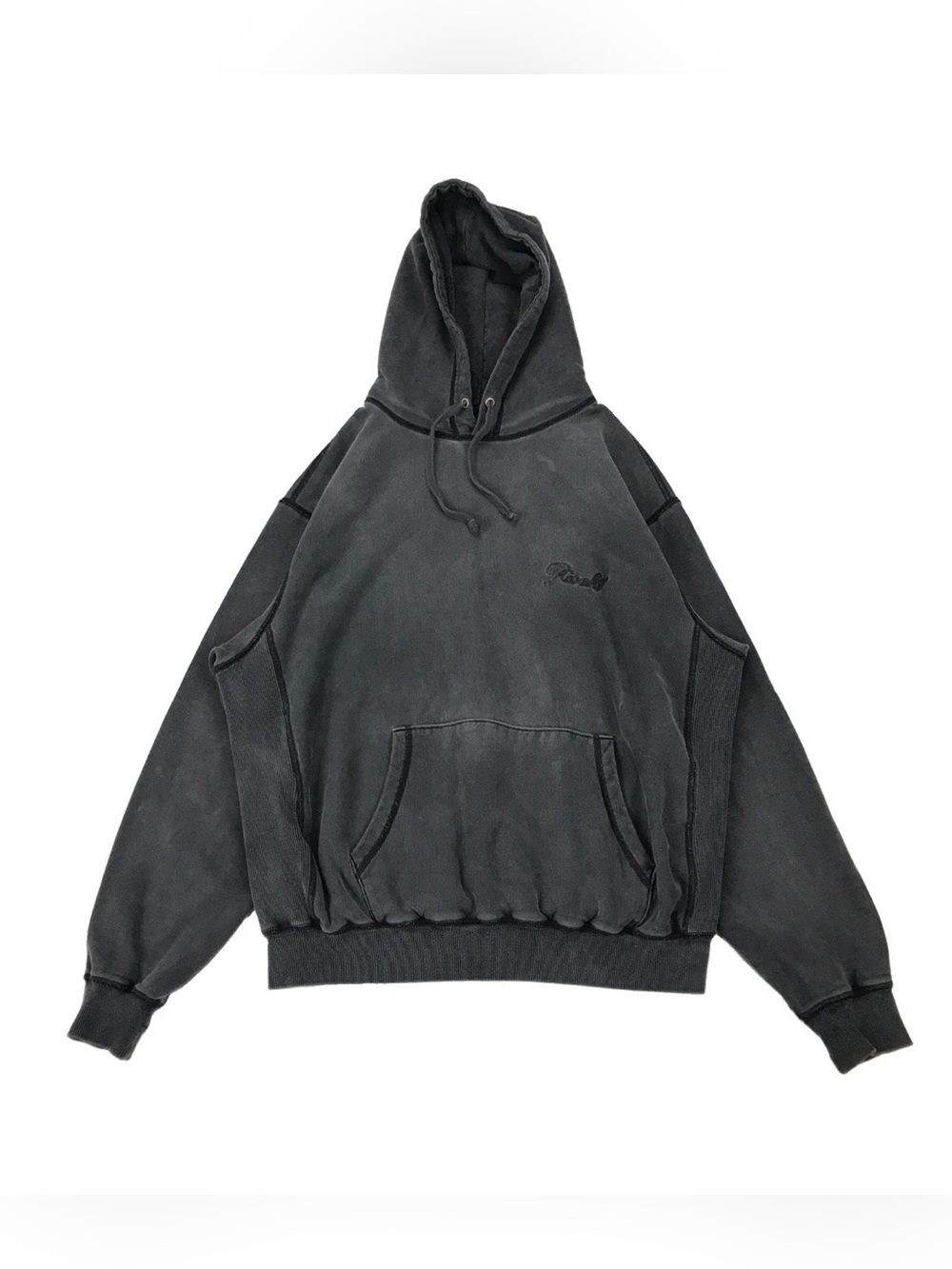 Awake NY Sunbleach Logo Hoodie Mens Small S Faded Black Sweatshirt Pullover SS21